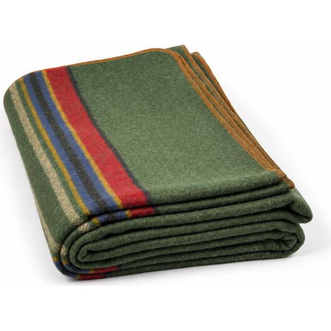 Couverture en laine épaisse 80 % vert à rayures pour camping et pique-nique 160 x 110 cm 80 160cm 110cm réf 1,5 kg – Livraison gratuite