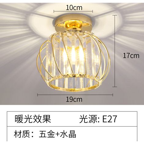 Applique murale LED cristal pour entrée, éclairage de couloir, spot moderne et épuré, style nordique créatif, finition dorée [LED 12 W, lumière chaude], montage en saillie. (1/5)