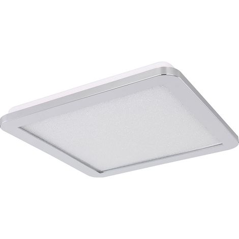 Plafonnier plafonnier lampe design chambre, CCT, IP44, effet cristal, métal, chromé, satiné, 1x LED 18 watt 1000 lumens lumière du jour blanc chaud, HxLxP 3x30x30cm