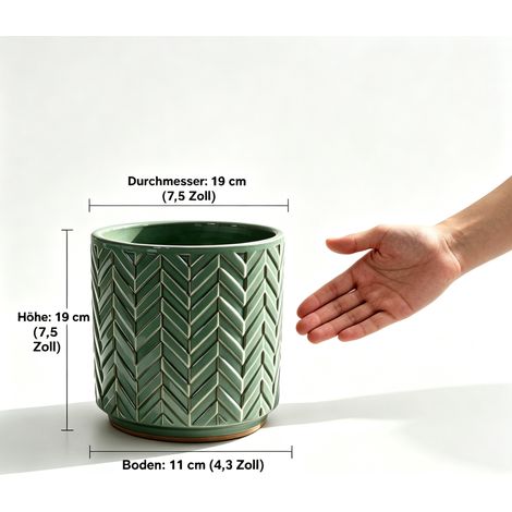Vaso da fiori in ceramica 19x19x19 cm verde salvia lucido con drenaggio – MEUBLIV (1/5)