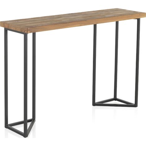 Console industrielle bois d'orme et pieds métal noir - Bois naturel et métal noir (1/3)