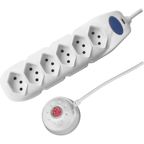 Electraline 862011 Multipresa con 6 Prese Svizzere, Cavo 2 mt, Spina 10A Svizzera, con Interruttore Switch ON/OFF, Bianco
