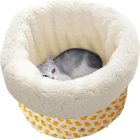 Cozy Cat Cave Bed: Plush Sleeping Bag for Kittens in Cold Weather - Soft Pet Sack Basket