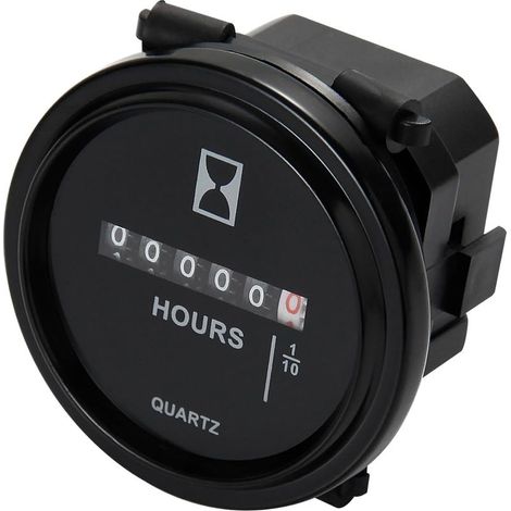 Wasserdichter Quarz-Betriebsstundenzähler (8–80 V DC), runder mechanischer Betriebsstundenzähler für Bootsmotoren, Rasenmäher, Traktoren, Bagger und UTVs (1/5)