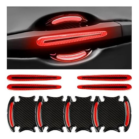 Protection Anti-Rayures pour Poignée De Porte Voiture Film Autocollant Portière Autocollants 3D avec Bandes Réfléchissantes Sécurité Rouge (1/5)