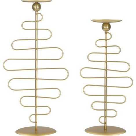 Due Porta candele da muro in metallo dorato 25x16x51-20x16x43cm Alid (1/5)