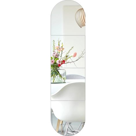 Miroir Mural Arqué HD Autocollant en Verre 30 x 30 cm, Miroirs Muraux Décoratif sans Cadre Miroir Semi-Circulaire Grand pour Toilettes invités, Salle de Bain, Dressing, Salon, Chambre (1/5)
