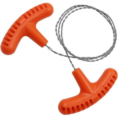 Mini scie à fil en acier inoxydable tirée à la main, équipement multifonction pour jardin, camping, coupe du bois, orange, 70 cm (1/4)