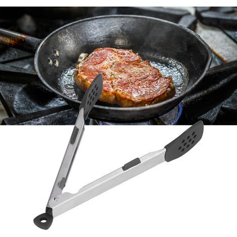 Pinzas de cocina industriales 304 – Acero inoxidable antiadherente y resistente a la corrosión – Negro – 28 cm (1/5)