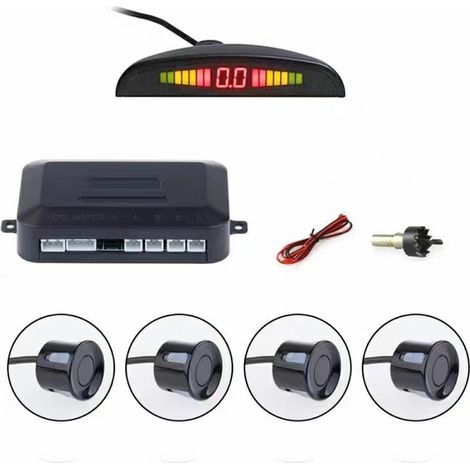 Radar de recul auto, convient pour kit stationnement AD-YYFM-4 avec 4 capteurs et écran LED couleur noire (1/4)