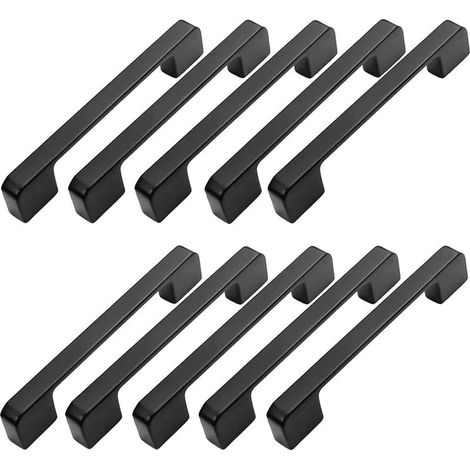 10pcs Poignée Meuble Entraxe 96mm-Poignée Porte Cuisine Noire Poignee Barre Meuble Poignee De Cuisine Noire 96mm (1/5)