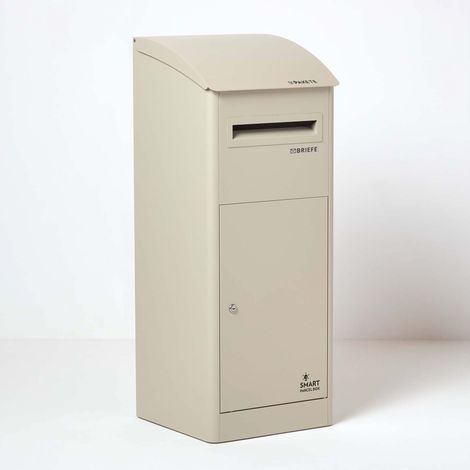 SMART PARCEL BOX™ Paketbriefkasten Paketkasten Standbriefkasten Paketbox mit Schrägach, Entnahme vorne, XL Größe, Beige