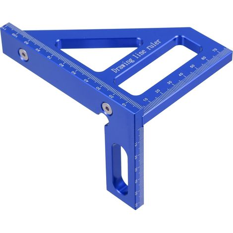 Règle Multifonction en Alliage D’aluminium 45° et 90° Traceur Multi-angles, Bleu, Léger, Résistance à L’usure, Rangement Facile pour Menuiserie (1/5)