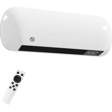 Chauffage mural céramique 1000/2000 W - Radiateur électrique avec ventilateur, thermostat et minuterie - 50x19x14 cm, blanc - Pour salle de bain, bureau - Design compact et silencieux (1/5)