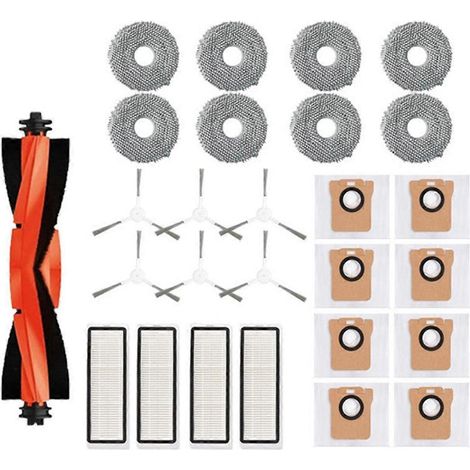 Pièces de rechange pour aspirateur robot X20+ / X20 Plus : sac à poussière, lingette de nettoyage lavable, brosse principale latérale et filtre HEPA (1/5)