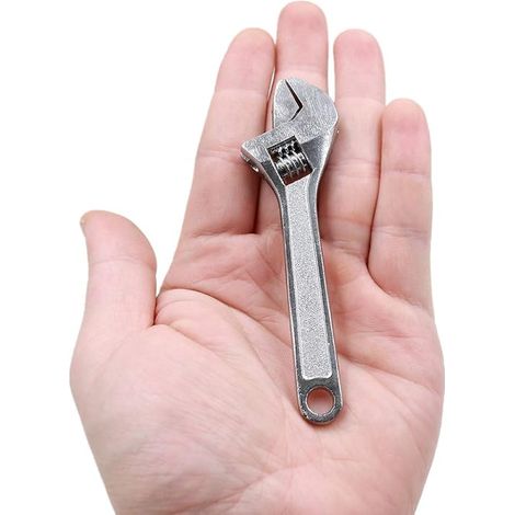 Llave inglesa ajustable de acero de 4" en miniatura plateada para reparación industrial y automotriz (1/5)