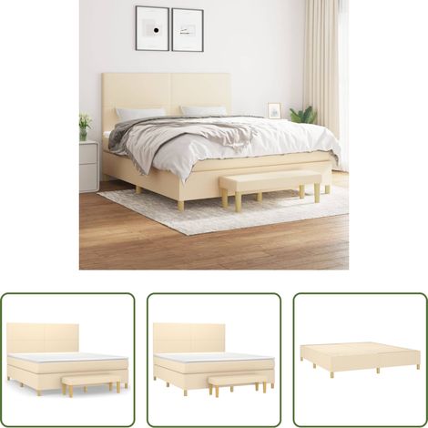 vidaXL Kopfteil - Boxspringbett mit Matratze Creme 180x200 cm Stoff (1/5)