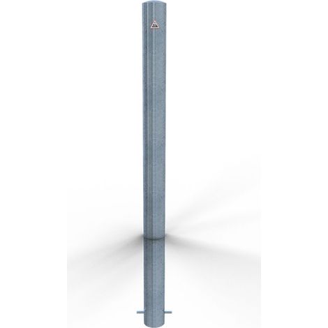 Schake Absperrpfosten ortsfest aus Stahlrohr verzinkt Ø89x2,9mm mit Dübelbefestigung und Stahlkappe 900mm Überflur