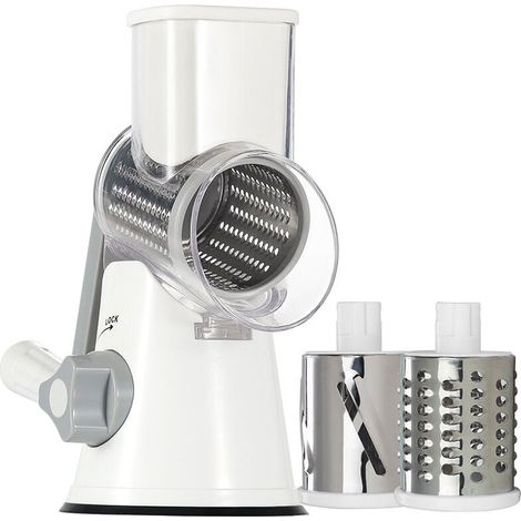 Cheese Grater, Vegetable Grater with 3 Drum Blades, Kitchen Grater for Easier Cutting, Vegetable Slicer for Cheese, Cucumber, Carrots, Nuts (1/5)