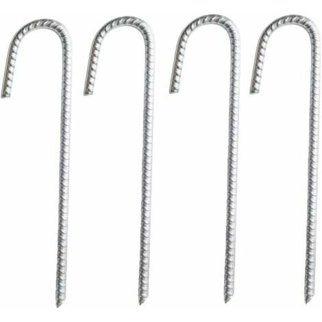 Set mit 4 stabilen, verzinkten J-förmigen Bodenankern aus Stahl – für Festzelte, Pavillons, Hüpfburgen, Zelte, Trampoline, aufblasbare Burgen, Campingausrüstung und Fußballtore (1/5)