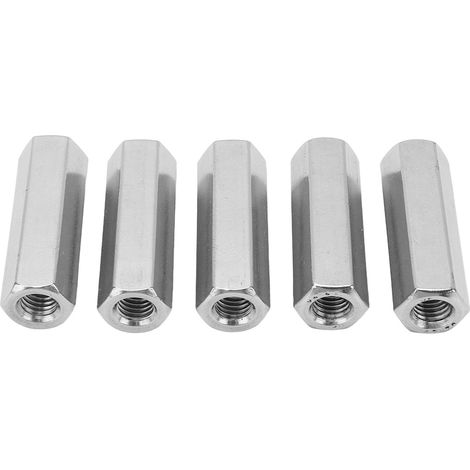5 pièces Écrou de Raccord Hexagonal M10x1.5 L55mm Acier Inoxydable 304 Antirouille Anti-Corrosion pour Boulons et Tiges Filetées (1/5)