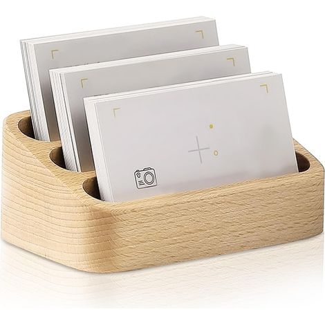 Tarjetero de madera de tres niveles, para oficina, sala de estar o para folletos.