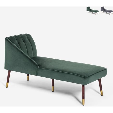 Liegesessel Vintage Chaiselongue links klassisch aus Samt Agos - Dunkel Grün