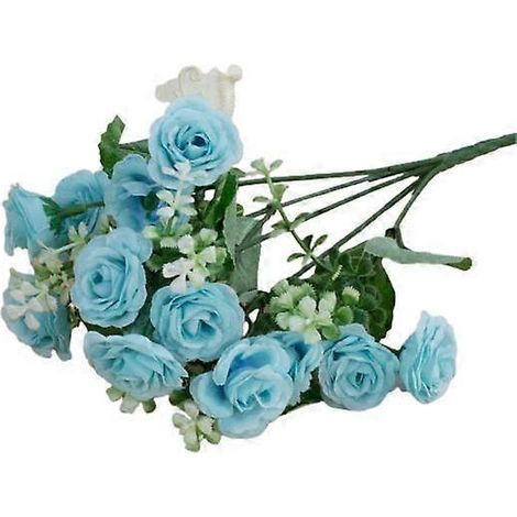Bouquet de 1 rose artificielle ornementale sans arrosage, aux couleurs vives et éclatantes, pour embellir votre intérieur.bleu (1/5)