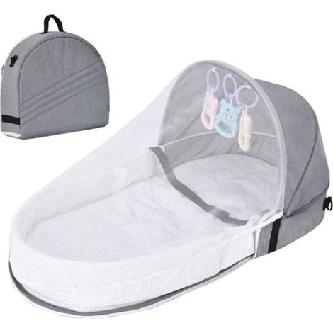 Couffin de voyage,Couffin pliable portable avec moustiquaire et auvent, dans le lit pour bébé, facile à plier et léger, lavable (1/4)