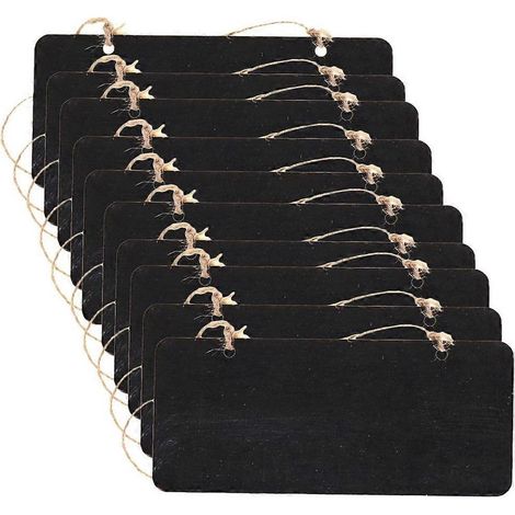 Lot de 10 panneaux ardoise en bois à suspendre, avec messages mémo et écriture effaçable.-18.50X8.00X0.40CM-Black (1/3)