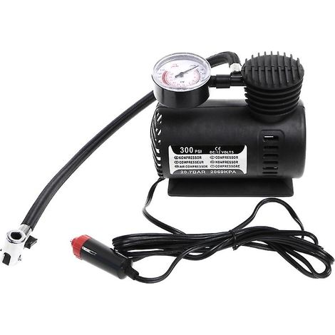 Gonfleur de pneus électrique pour voiture avec manomètre 300 PSI, 12 V, affichage et compresseur d'air (1/5)