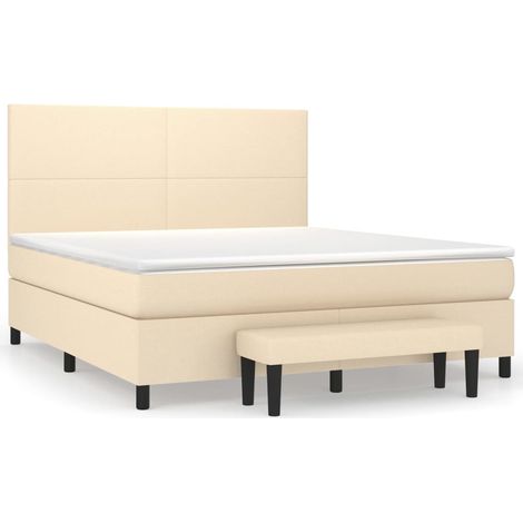 Maison Exclusive - Sommier à lattes de lit avec matelas Crème 160x200 cm Tissu (1/5)