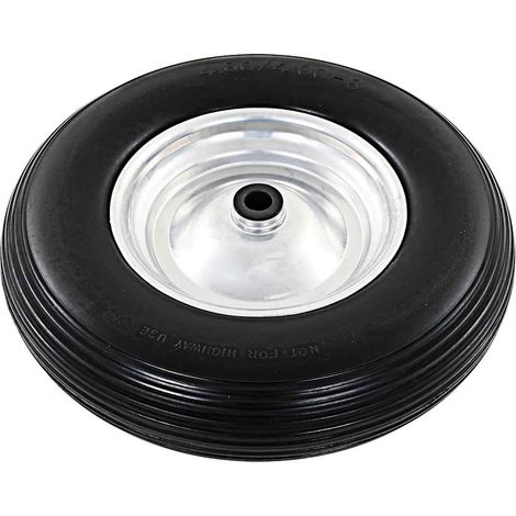 Roue de brouette avec axe PU solide 4.00-8 390 mm