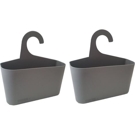Kit 2 pezzi Cestino Portaoggetti con gancio per doccia, cucina, lavanderia Grigio (1/4)