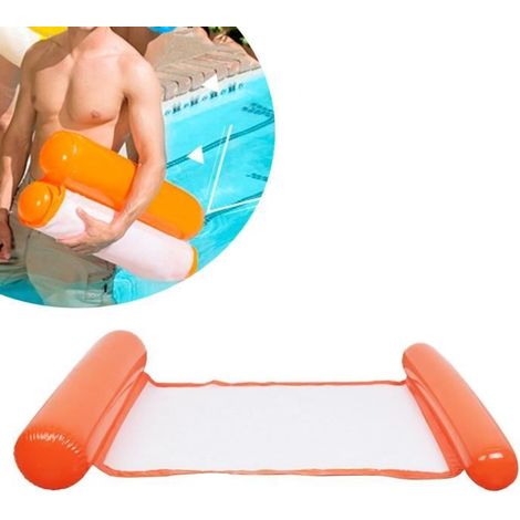 Hamac Gonflable Pliable Portable pour Piscine - Flotteur Natation Orange (1/4)