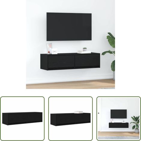 Rangement salon - Meuble TV Chêne noir 100 x 31 x 25.5 cm Bois d'ingénierie (1/5)