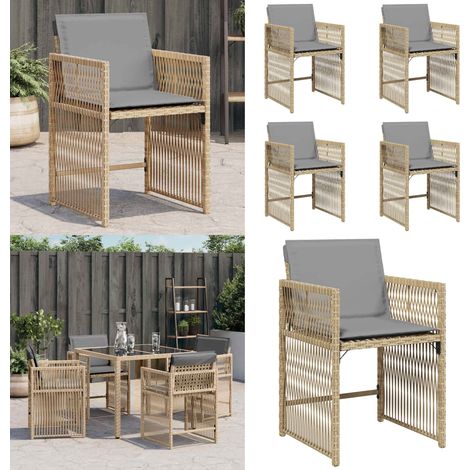 vidaXL Gartenstühle mit Kissen 4 Stk. Beigemischung Poly Rattan (1/5)