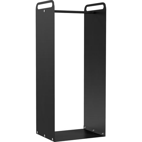 Kaminholzregal 36 x 30 x 90 cm Brennholzregal mit Griffe, Feuerholzregal für Outdoor, Indoor, bis 30 kg, Stahl, Schwarz