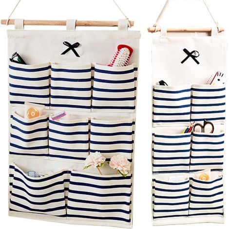 Sac de rangement mural en coton 2 pièces, sac de rangement suspendu pour armoire murale, organisateur de porte murale suspendue, utilisé dans la chambre à coucher, le salon, le bureau, la cuisine, la 