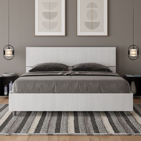 Letto Matrimoniale - DEMAS - Colore: Bianco Frassino - Tipologia Testata: Testata Inclinata - Dimensione Rete: 160x190 - Tipologia Letto: Senza Rete (1/4)