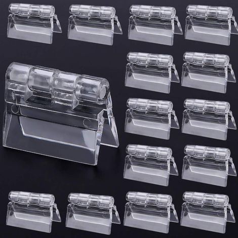 Lot de 10 charnières pliantes en plastique transparent résistant, en acrylique transparent Perspex, 45 x 34 mm (1/5)