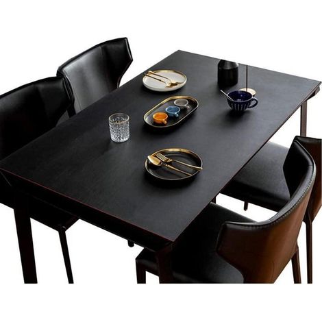 Nappe en PU 80x200cm Noir+Rouge Imperméable Anti-rayures pour Table de salle à manger & Bureau