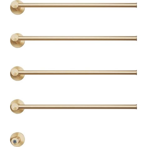 Sèche-serviettes électrique GROOFOO 4 barres Or brossé, 50°C constant, IP44, acier inox 304, charge 15kg, chauffe rapide 5 min, installation flexible, faible consommation (1/5)