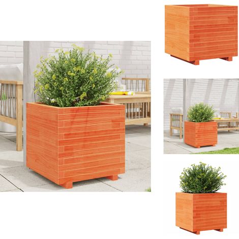 Jardinière cire marron 50x50x49,5 cm bois de pin massif - Jardinier - Pot De Fleurs - Bac À Plantation - Extérieur - Terrasse (1/5)