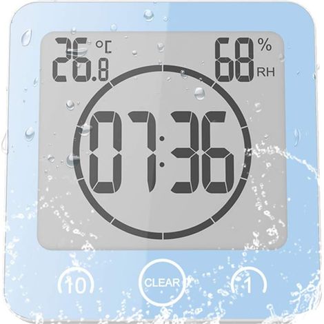 Horloge de salle de bain, horloge de douche numérique, compte à rebours