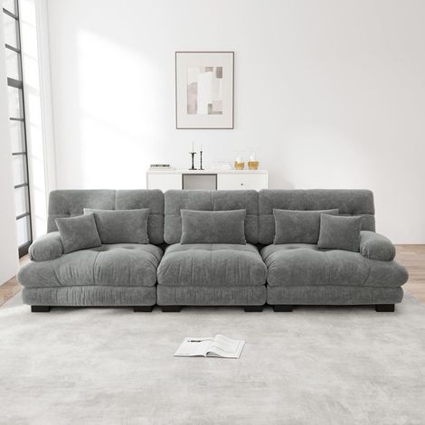 Canapé - Modulable - Assise profonde - Convertible (couchage quotidien) - Chenille capitonnée