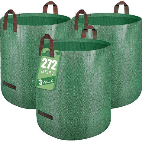 Sac Jardinage Déchets Verts 3 x 272L Autoportant - Big Bag Avec Poignées, Étanche, Pliable et Réutilisable Pour Végétaux Jardin (1/5)