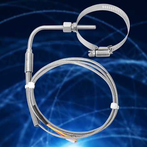 Sonde de température coudée de type K en acier inoxydable avec extrémité exposée et câble rétractable de 1 m / 3,3 pi (1/5)