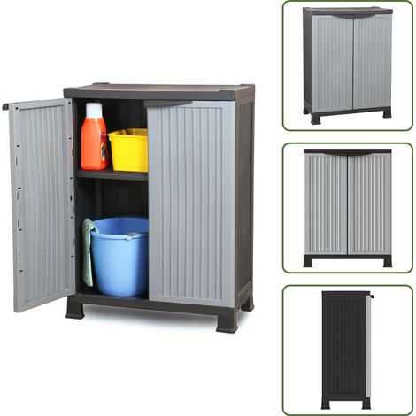 Kunststoffschrank 68x39x92 cm - Aufbewahrungsbox - Garderobe - Werkzeugschrank - Plastikmöbel - Grau