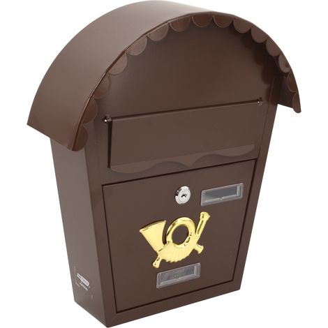 Brauner Briefkasten aus Stahl, 320x370x100mm